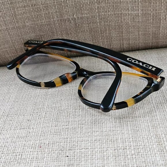 Coach Women Eyeglasses/Glasses Frame HC6102 BLK AMBER GLTR Vasity Stripe Frame - Picture 4 of 12